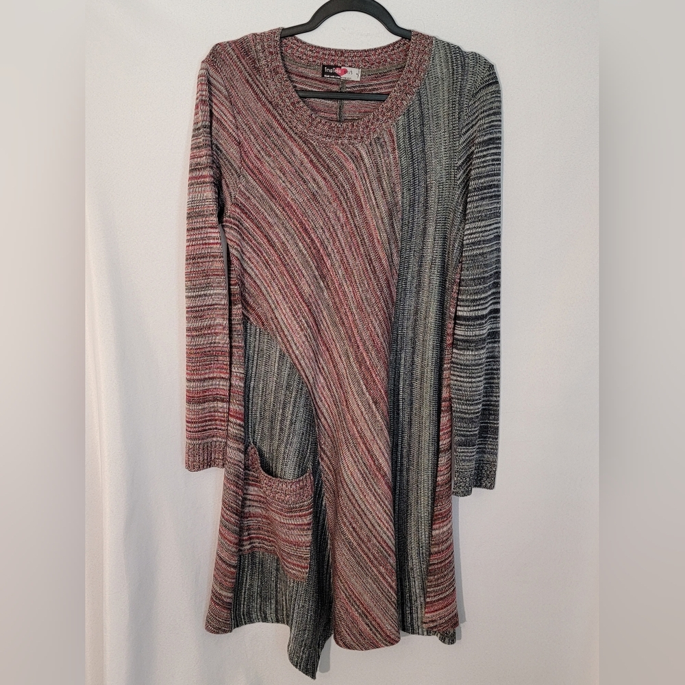 Inside Out Asymmetrical Long Sleeve Sweater Dress Size M
